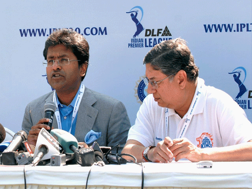 Tainted former IPL commissioner Lalit Modi and ICC chairman N Srinivasan. PTI File Photo