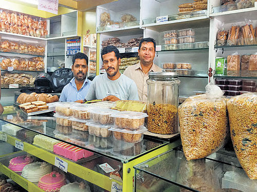 Prasad (extreme right) at the bakery.