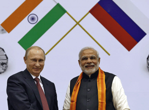 Prime Minister Narendra Modi and Russian President Vladimir Putin. Reuters file photo