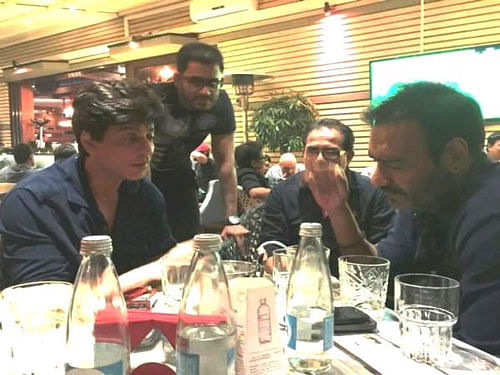 Ajay Devgn, who was pictured dining with Shah Rukh Khan in Bulgaria. Image Courtesy Twitter.