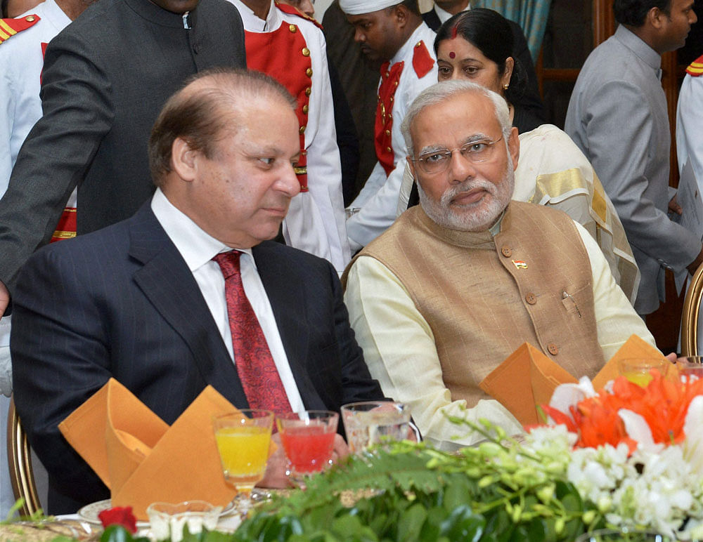Modi and Nawaz Sharif, pti file photo