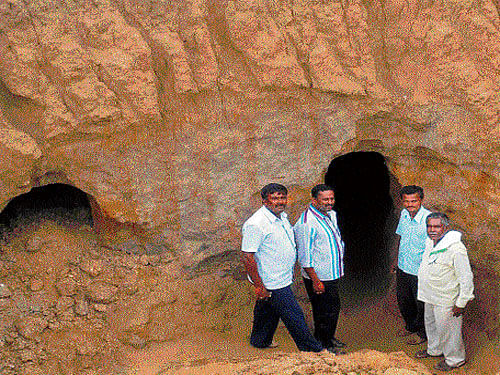 death traps: The tunnels dug up for the illegal sand mining in Begur lake. DH PHOTO