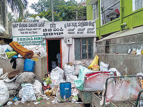 The shed at Seshadripuramis nowa waste collection centre. DH PHOTO