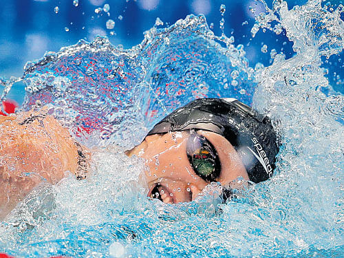 no stopping her: Katie Ledecky of the US&#8200;en route her win in the 200M freestyle in Kazan on Wednesday. reuters
