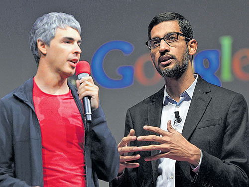An autonomous structure is a sign of things to come as Larry Page, co-founder of Google (left), announced the creation of Alphabet, a parent entity, to which Sundar Pichai (right), the newly appointed CEO, is expected to bring a renewed sense of discipline.