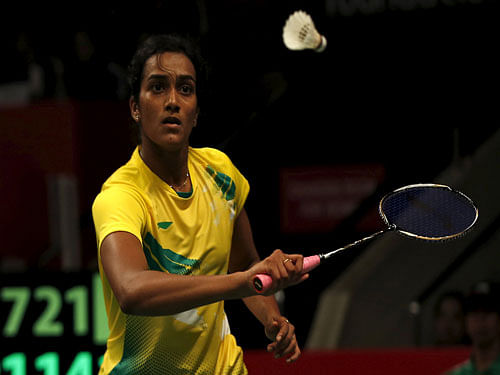 India's P V Sindhu en route to her victory over Li Xuerui of China in Jakarta on Thursday. Reuters