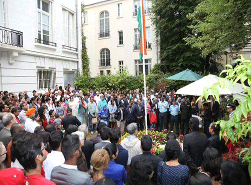 Independence Day celebration at the Indian Embassy, Paris, France. Picture courtesy Twitter