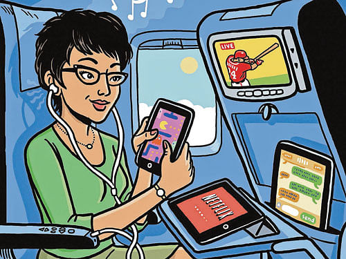 With the advent of digital content and onboard Wi-Fi, the variety of entertainment choices available during flights has increased significantly, including more programming options and content available on personal portable devices. NYT