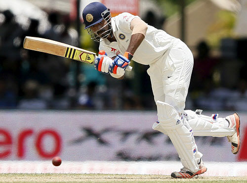 India's Rahul plays a shot during the first day of their second test cricket match against Sri Lanka in Colombo. Reuters