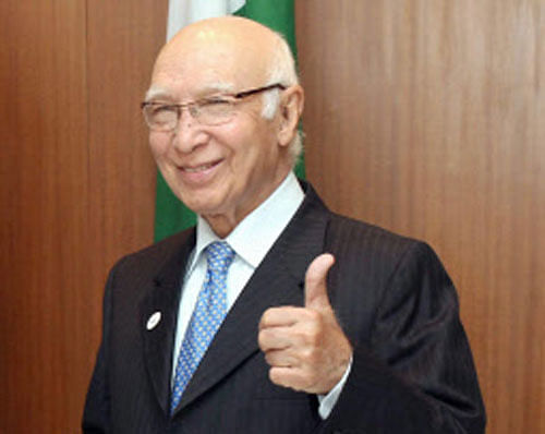 'Yes, Rangers and BSF are going ahead...DGMOs will also talk, but it requires mechanism which goes beyond and suggestions have been made to make sure that some reduction in tension takes place,' Pakistan's National Security Advisor Sartaj Aziz said. PTI file photo