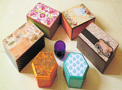 VIVID PATTERNS Some of the decoupage boxes