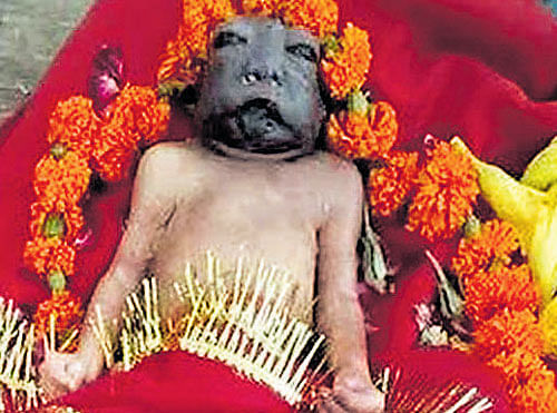 Villagers say the child looks like goddess Kali. Facebook