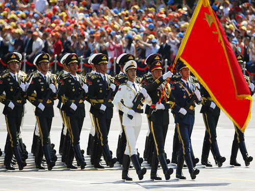Soldiers of China's People's Liberation Army (PLA) march during the military parade to mark the 70th anniversary of the end of World War Two, in Beijing, Reuters photo