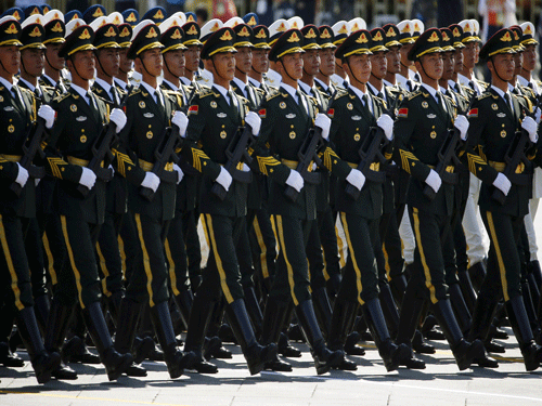 Soldiers of China's People's Liberation Army march during the military parade to mark the 70th anniversary of the end of World War Two, in Beijing, reuters photo
