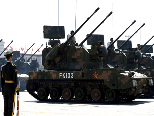 Armored fighting vehicles are presented during the military parade marking the 70th anniversary of the end of World War Two, in Beijing. Reuters Photo