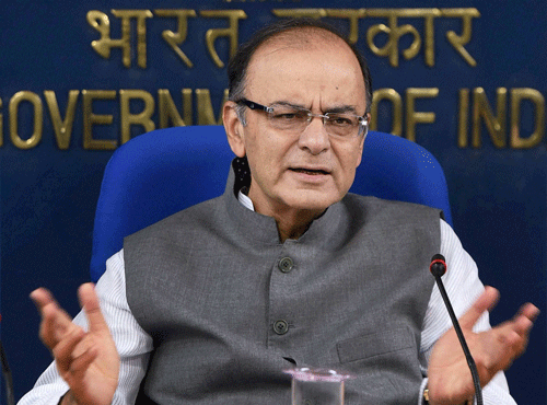 Union Finance Minister Arun Jaitley addressing a press conference in New Delhi. PTI photo