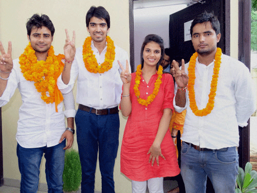ABVP candidates for DUSU elections at Delhi University. PTI file photo