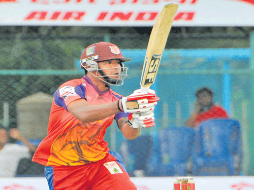 In control: R Jonathan of Belagavi Panthers en route his knock of 77 on Saturday. DH Photo/ Prashanth HG