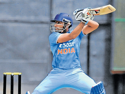 in control: India A's Gurkeerat Singh en route his knock of 65 against Bangladesh 'A' at the Chinnaswamy stadium on Wednesday. dh photo/ kishor kumar bolar