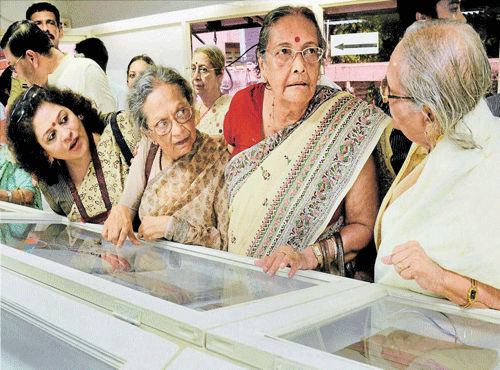 LEGACY:Members of Netaji Subhash Chandra Bose's family look at the confidential files on him at the Kolkata Police Museum after their release on Friday. PTI