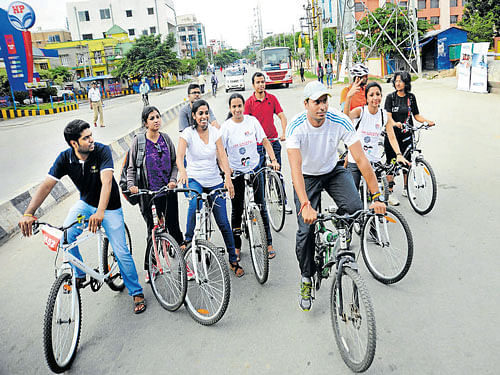 free way Residents enjoying a cycle ride.