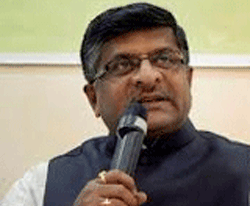 Union Minister Ravi Shankar Prasad reiterated the line he had taken yesterday at a briefing in the BJP office, saying this was the stand of the party as well the government. PTI File Photo.