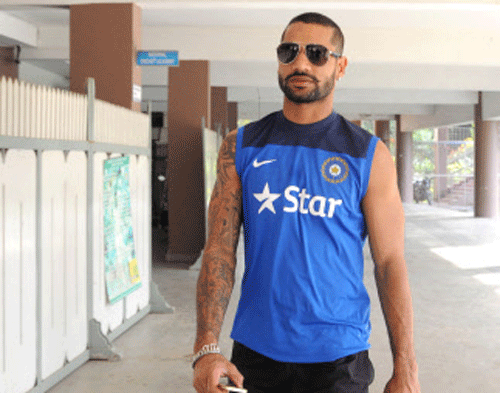 Indian Cricketer Shikhar Dhawan at National Cricket Academy For Fitness Session. DH photo