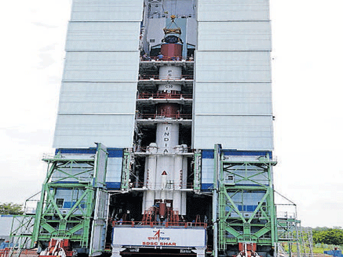 The PSLV-C30 rocket with  Astrosat at Satish Dhawan Space Centre on Saturday.