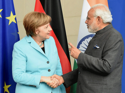 According to sources familiar with the development, Angela Merkel and Prime Minister Narendra Modi will share the dias in Bengaluru as part of the Nasscom programme on October 6. PTI file photo