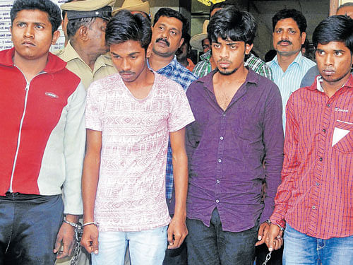 rapid action (Clockwise from top) Shiv, Manikanta, Santhosh Rao and Likith R had intended to rob hotel worker Ashish Paul but ended up murdering him in Malleswaram on Saturday night. Paul. DH PHOTO