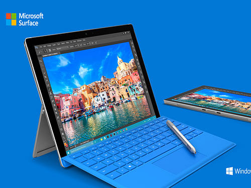 The Surface 4 will come with a fingerprint sensor on the keyboard and Cortana integration  inside the new tablet, which fits a 12.3-inch display in the same physical footprint as the older 12-inch device. Image Courtesy: Twitter