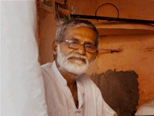 Mohd Iqlakh's eldest brother Jameel Ahmed at his residence at Bishada in Dadri on Thursday. Jameel told PTI the family is not shifting out of the village. PTI Photo.