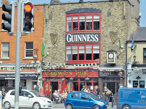 A viewof a street in Dublin.