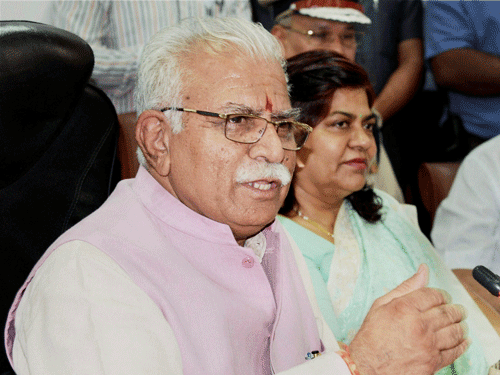 'My words have been distorted. I never made such a statement. But if the sentiments of anyone have been hurt with my words, I am ready to express my regret,' Khattar said. PTI file photo