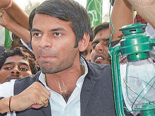Lalu Prasad's elder son Tej Pratap, who is making his political debut from Mahua as RJD nominee.