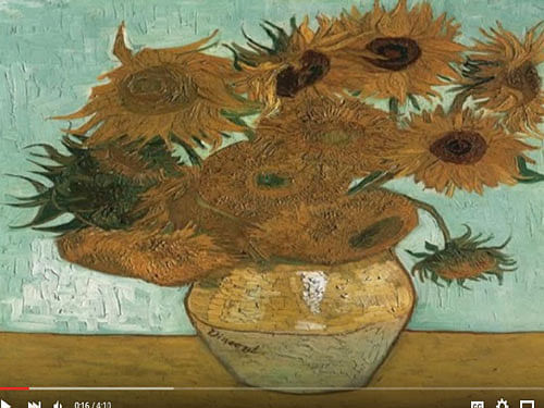 The study suggests that the Sunflowers painting may originally have looked different from what we see today, researchers said. Screen grab.