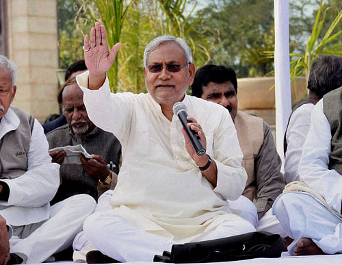 A video clip showing Bihar Chief Minister Nitish Kumar visiting a tantrik to seek his blessings was released by the BJP on Saturday. PTI File Photo