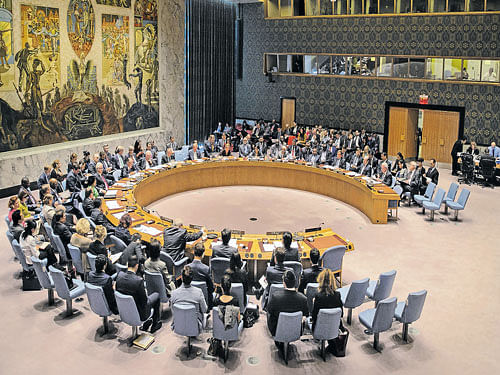 'silent' council: A United Nations Security Council meeting on West Asia at the UN Headquarters in New York last week. UN Secretary-General Ban Ki-moon (inset) gave the UNSC members an earful about their inaction in the face of spreading mayhem in Jerusalem. REUTERS