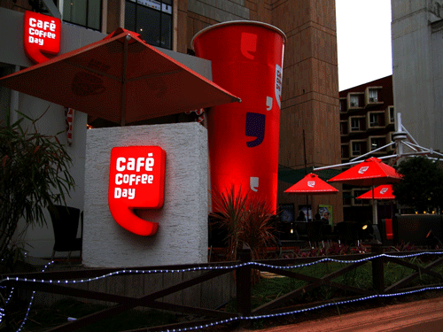 Shares of Coffee Day Enterprises, which owns the Cafe Coffee Day chain of cafes, opened at Rs 317 as against the issue price of Rs 328 per share. The scrip hit an intra-day low of Rs 266.30 and a high of Rs 317, before finally shutting shop at Rs 271.  DH file photo