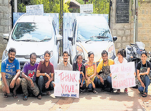 YOUNG VOICES Pilith Pericho (third from right) and friends at the 'Car Wash for Charity' project.