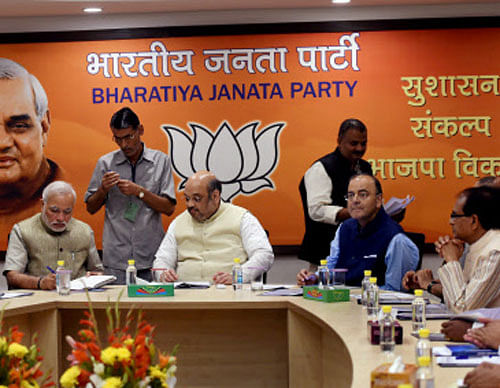 Party sources said Amit Shah was confident of the party not only emerging the single largest entity but also pulling along with NDA allies beyond the majority mark. PTI file photo
