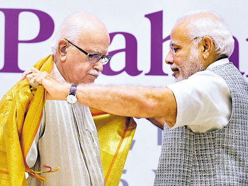 L K Advani  and Prime Minister Narendra Modi. PTI file photo