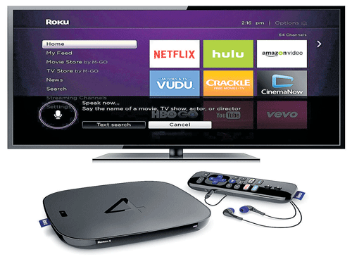 A photo of Roku 4, which has a nice selection of apps and also supports Ultra HD 4K TV, a feature the new Apple TV lacks. INYT