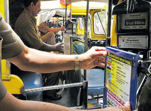 Driver display cards which are now mandatory in autorickshaws will be made compulsory in other private transport vehicles too. DH PHOTO