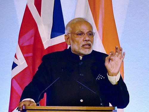 'India and the United Kingdom are economically made for each other. This relationship has to be driven by private sector CEOs now,' Modi said on the second-day of his engagements here during his address to the UK-India CEO Forum. PTI photo