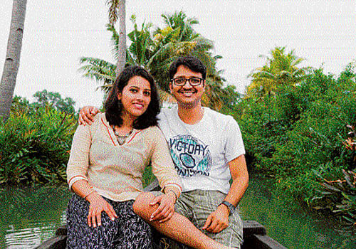 The author (left) with her husband at Munroe Island.
