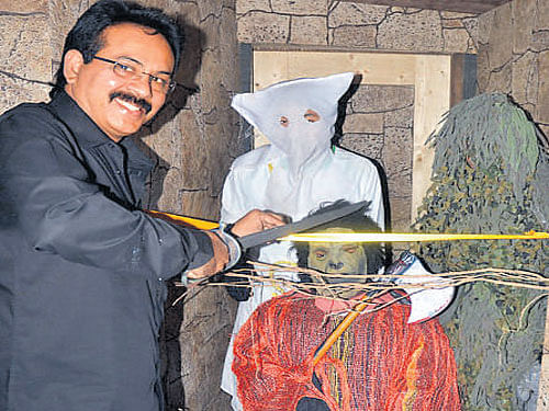 Tavva Srinivasulu of Scary House & Scary Village Concepts inaugurates Scary Village in the City on Tuesday.