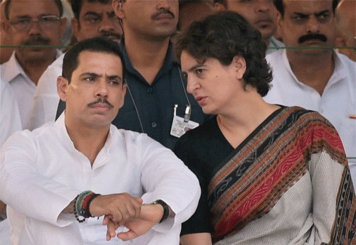 Rober Vadra and Priyanka Gandhi. PTI file photo