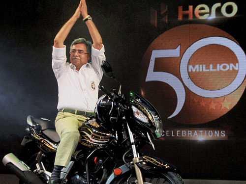 Pawan Munjal, MD and CEO, Hero Motocorp, at the roll out of 50 millionth two-wheeler in Gurgaon. PTI file photo