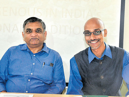 Prof SitharamKakarala and associate prof Arun Thiruvengadam of Azim Premji University at a roundtable conference on the Constitution of India organised in the City on Thursday. DH PHOTO